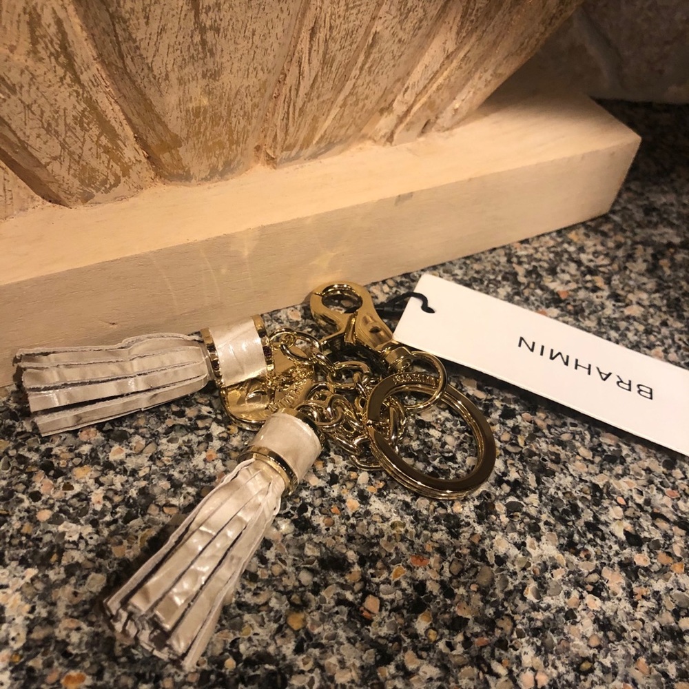 Brahmin linen keychain